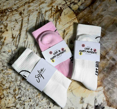 Chaussettes Smiley en rose 